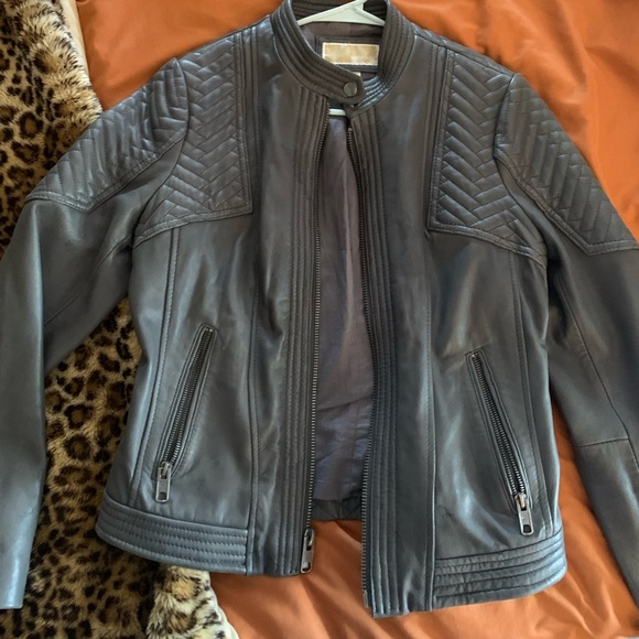 Jackets & Blazers - Michael Kors Leather Jacket with Quilting